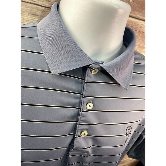Peter Millar Polo Shirt Men's Med Blue Summer Comfort Golf "Big Fellow" Irish - Picture 8 of 9